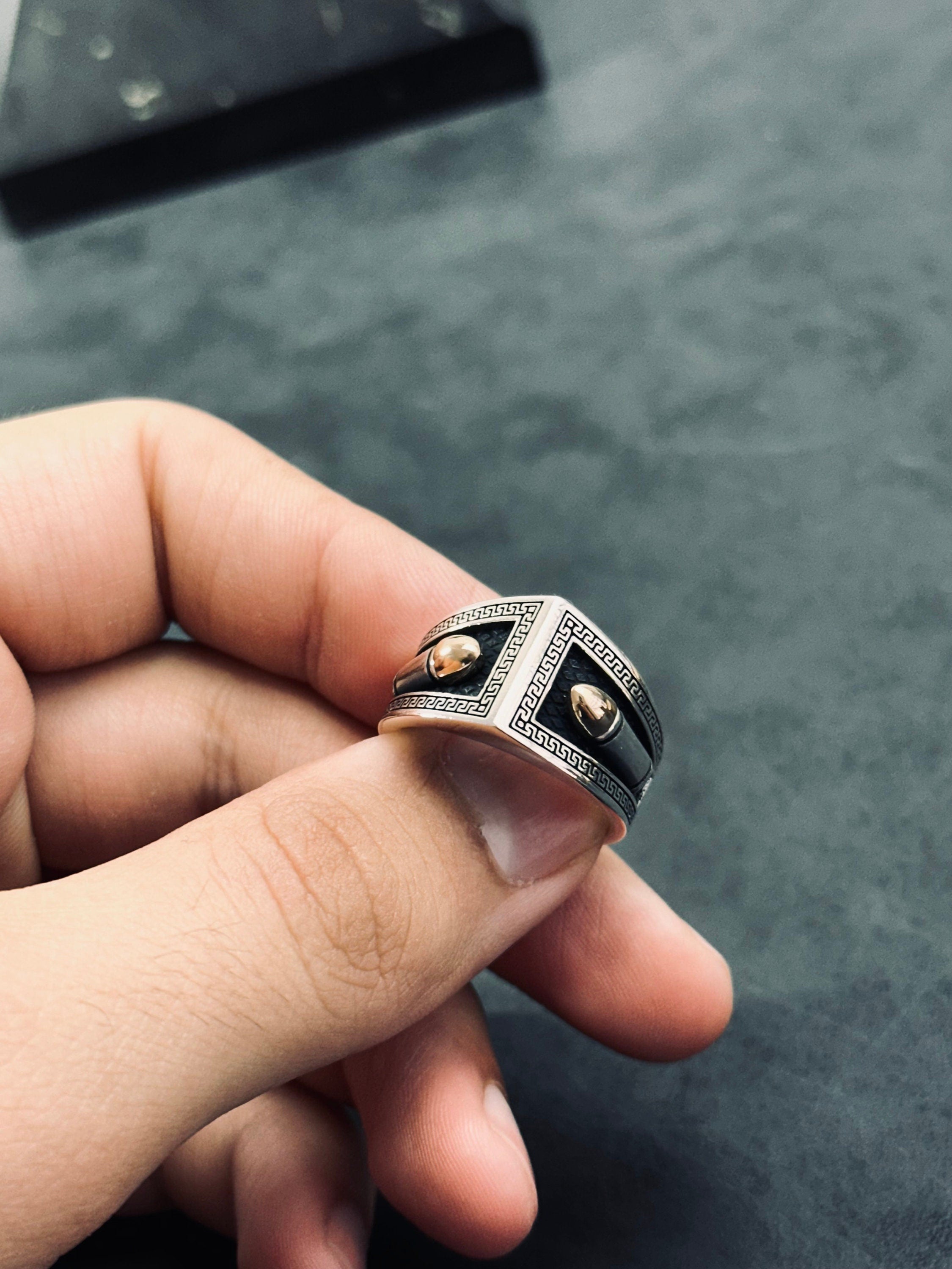 Greek Sterling Silver Bullet Ring (Handmade, Men's Size)