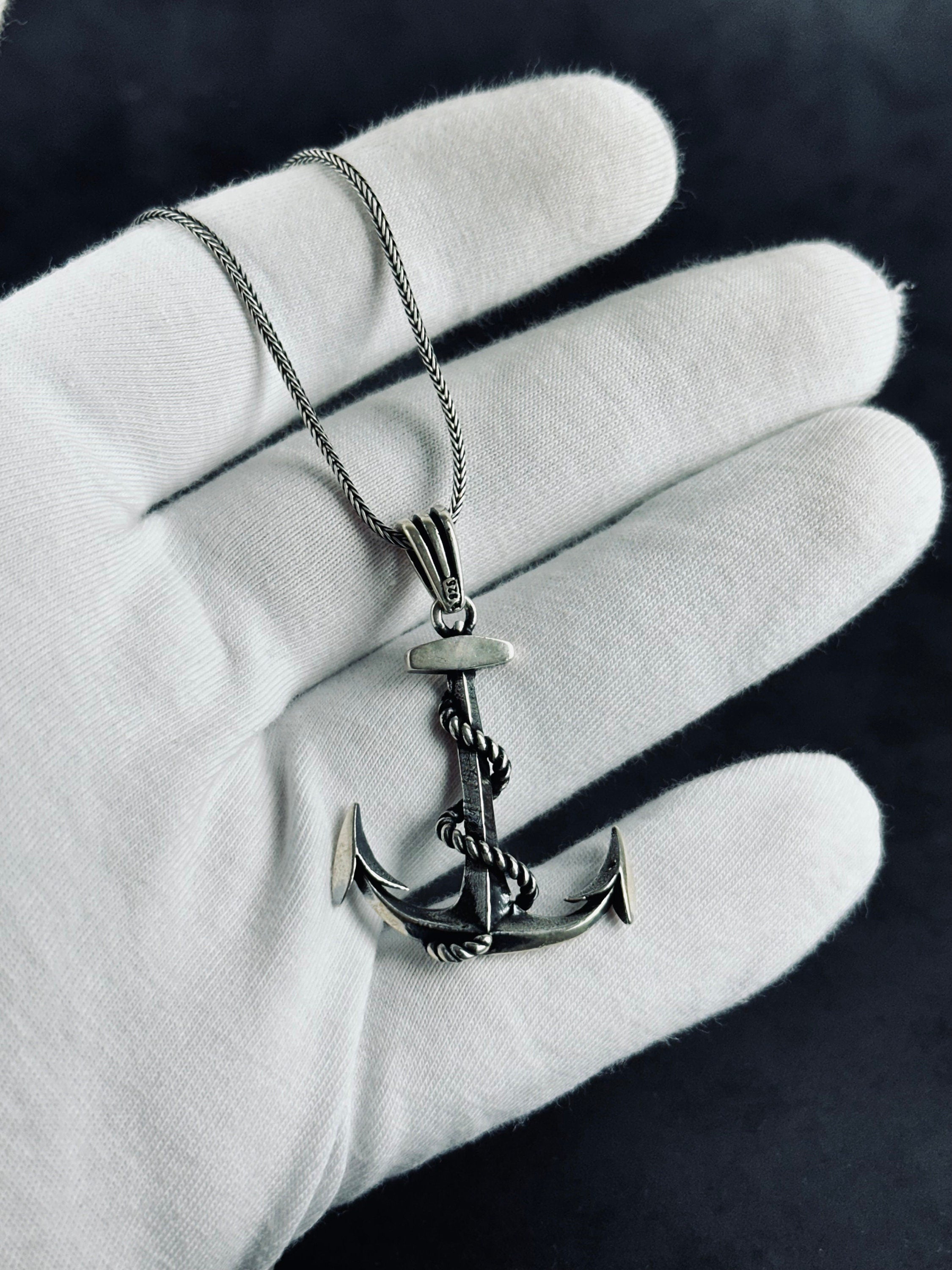 Anchor Pendant Necklace: Silver Nautical Jewelry (Chain Length Options)