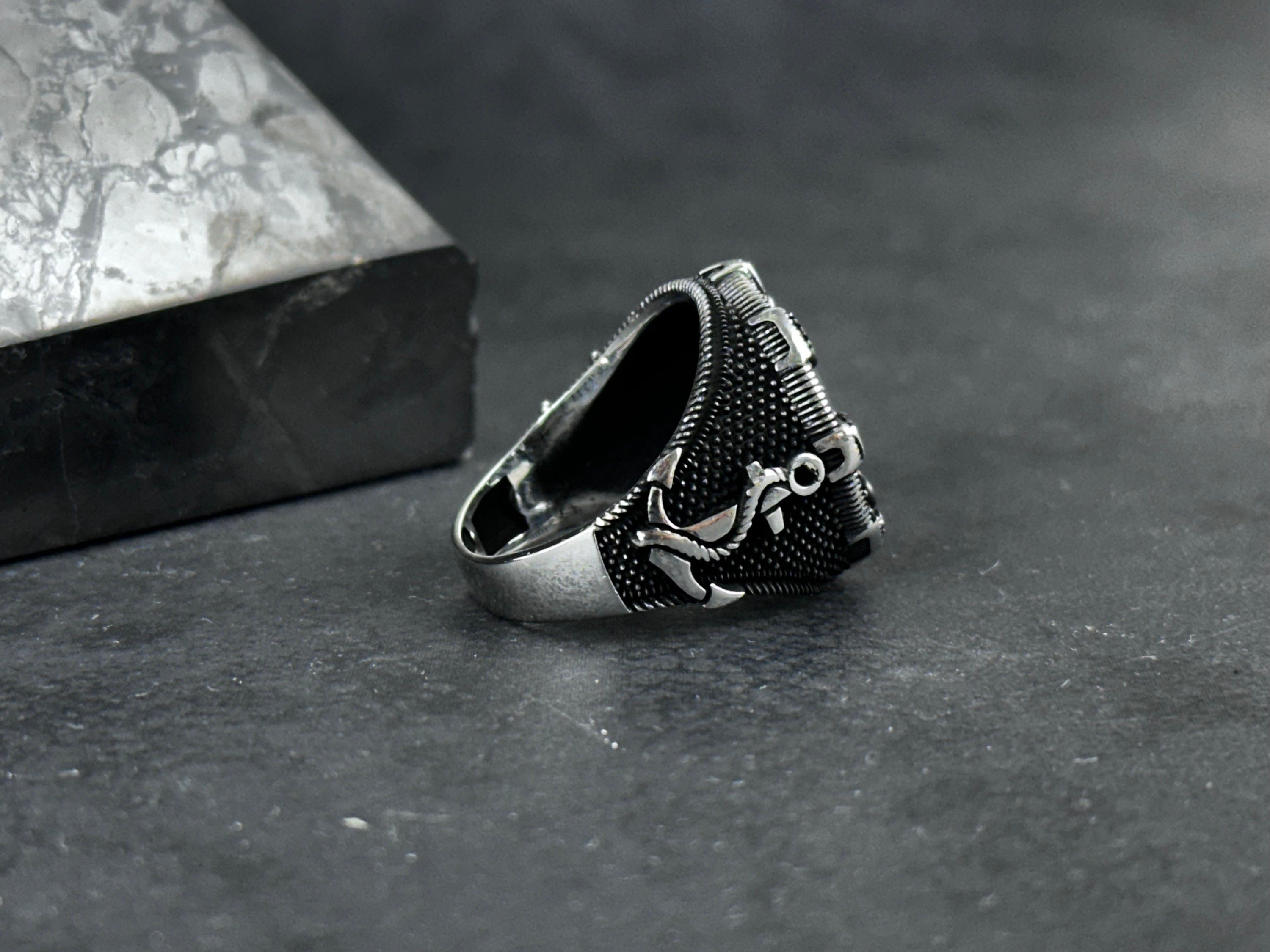 Sailor Sterling Silver Compass Ring (Handmade, Gift Box Included)