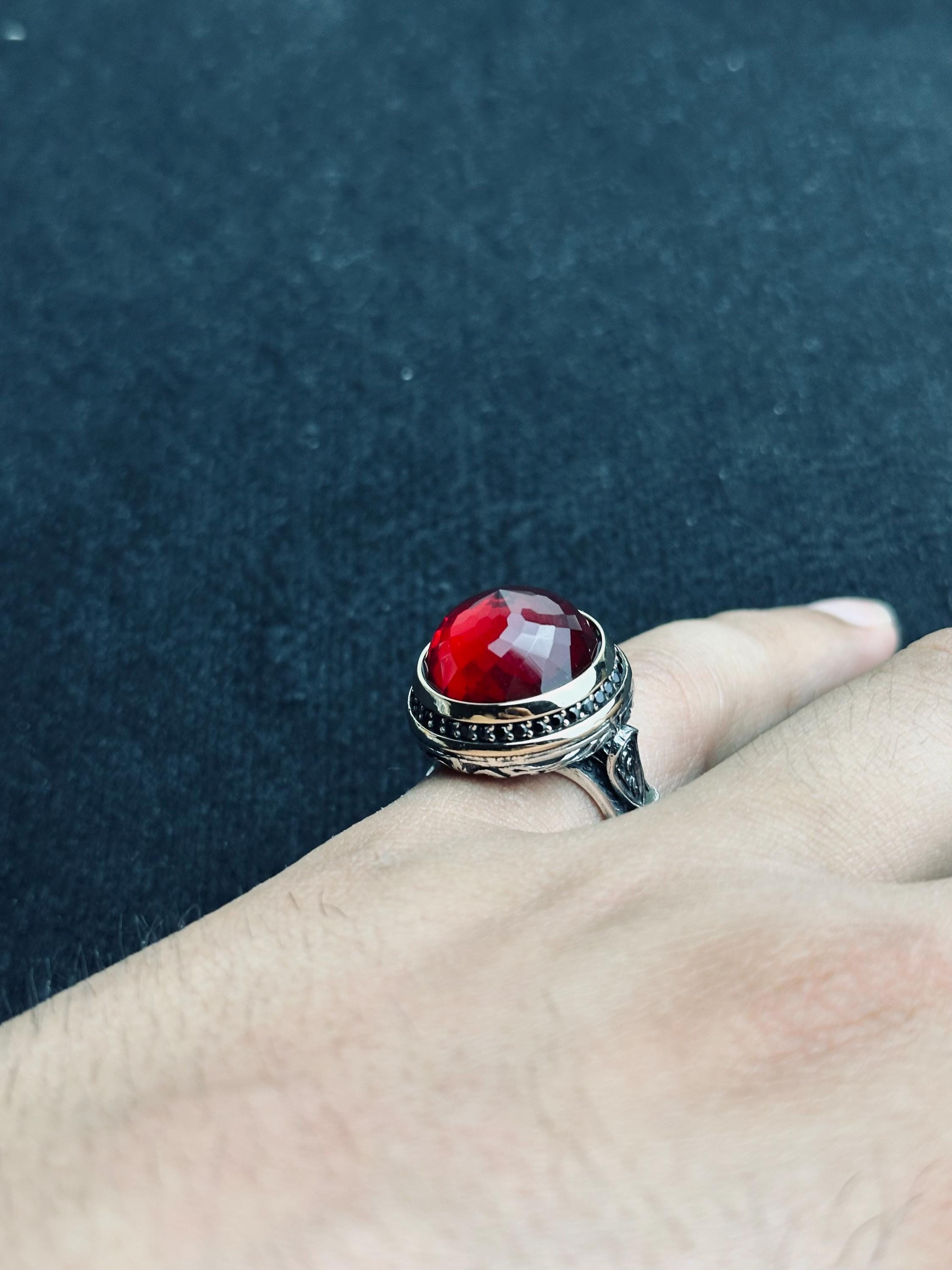 Sterling Silver Ruby Ring: Handmade Minimalist Design - Unisex