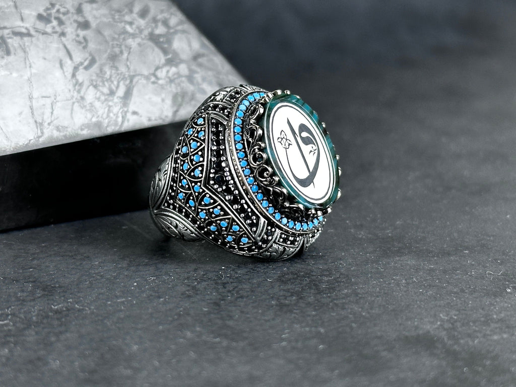 Elif Vav Silver Ring, Islamic Spiritual Jewelry (Handmade 925 Sterling)