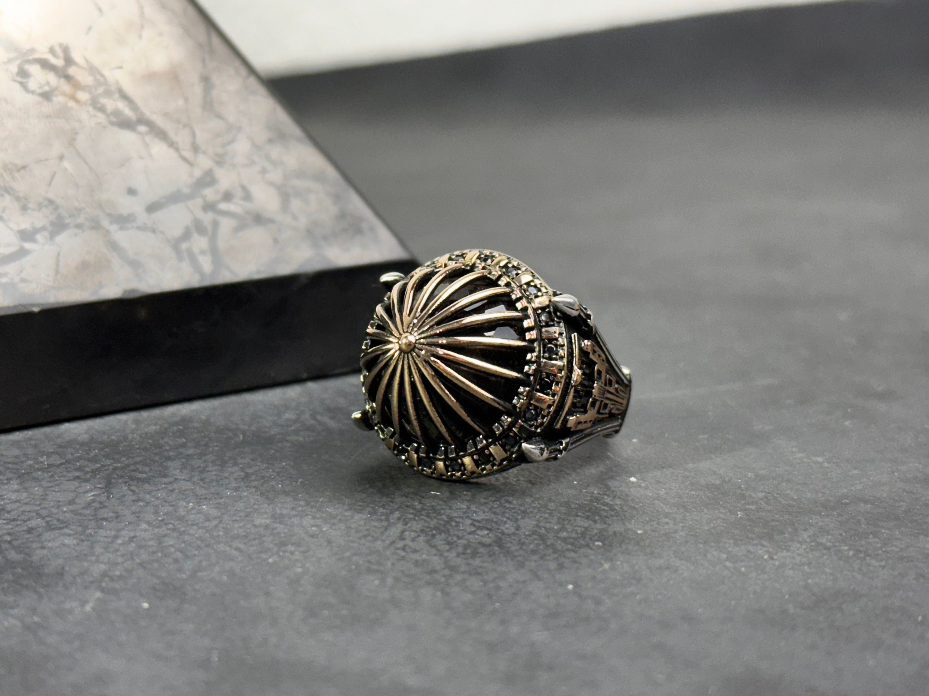 Islamic Sterling Silver Ring Al Aqsa Mosque (Oversized, Handmade)
