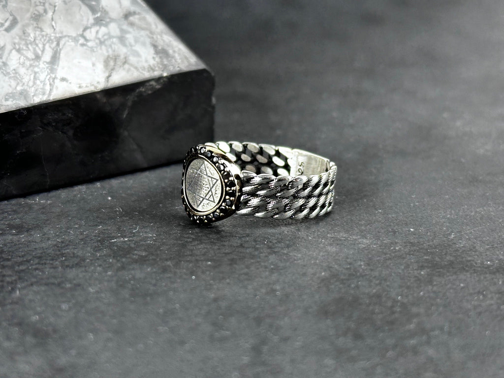 Solomon Seal Ring: Sterling Silver Minimalist - Adjustable Statement