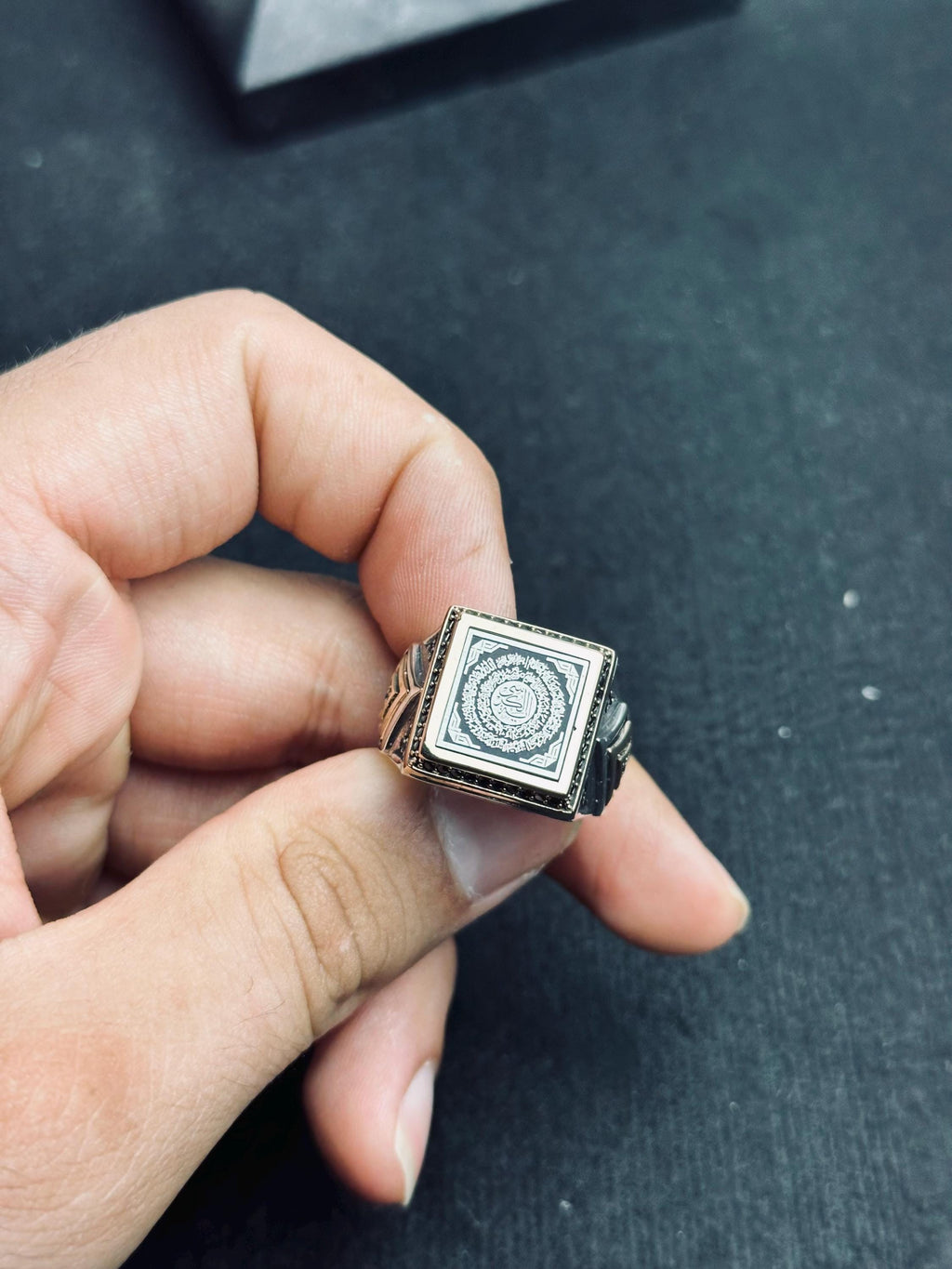 Arabic Ayat Ring: Vintage Sterling Silver - Handmade Calligraphy