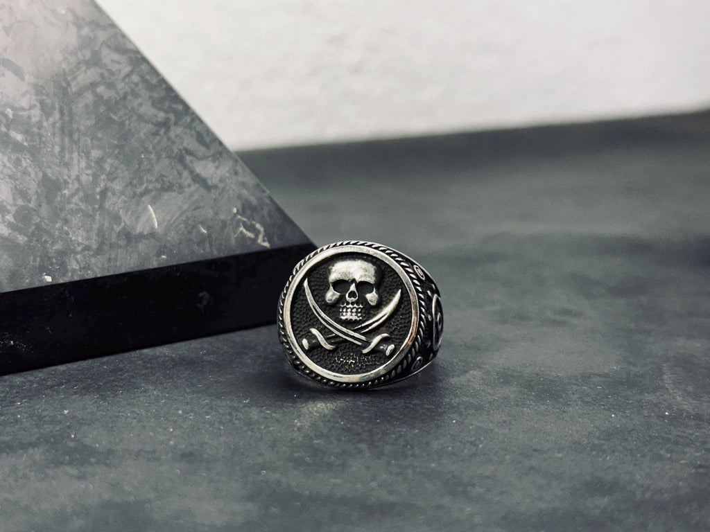 Pirate Ring: Oxidized Sterling Silver - Handmade Biker Style