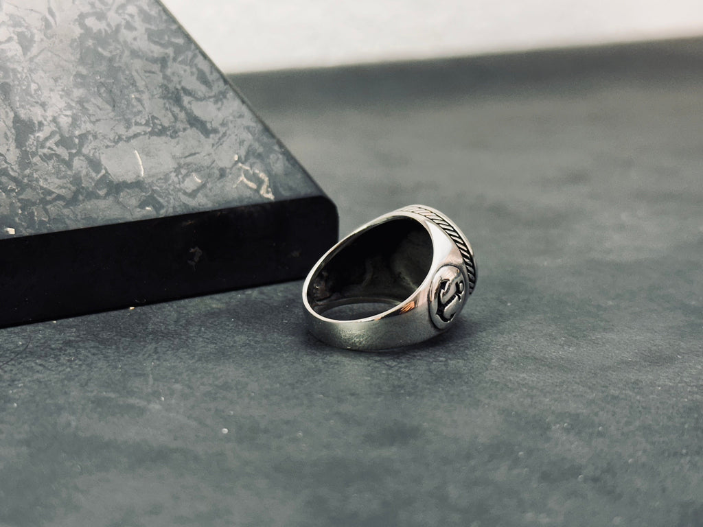 Sterling Silver Compass Ring: Handmade North Star Band