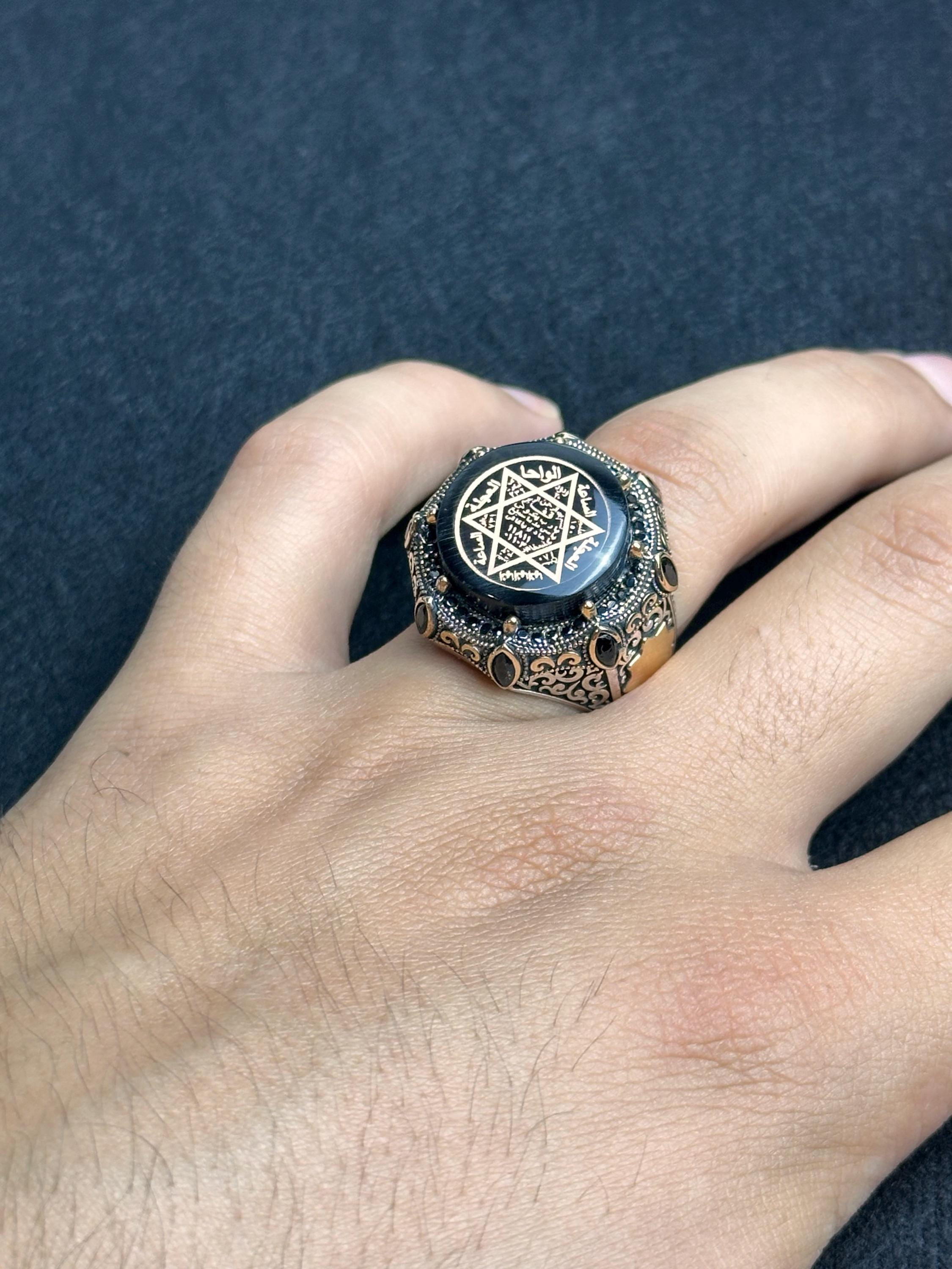 Sterling Silver Seal of Solomon Ring: Handmade Ottoman Design