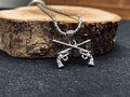 Gun Necklace, Sterling Silver Revolver Pendant, Six Shooter Charm (Adjustable Chain)