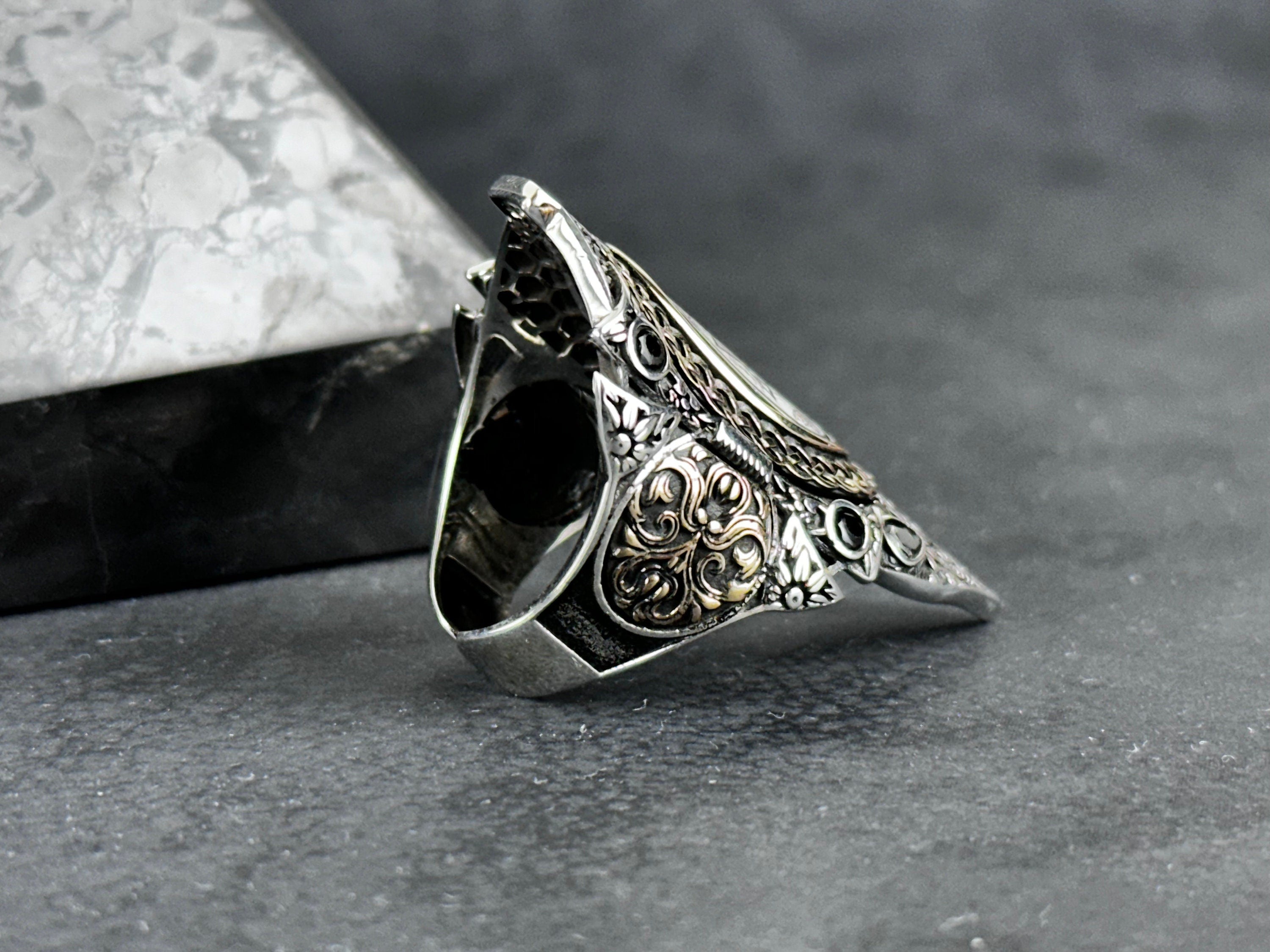 Sterling Silver Solomon's Seal Ring - Adjustable Zihgir Statement