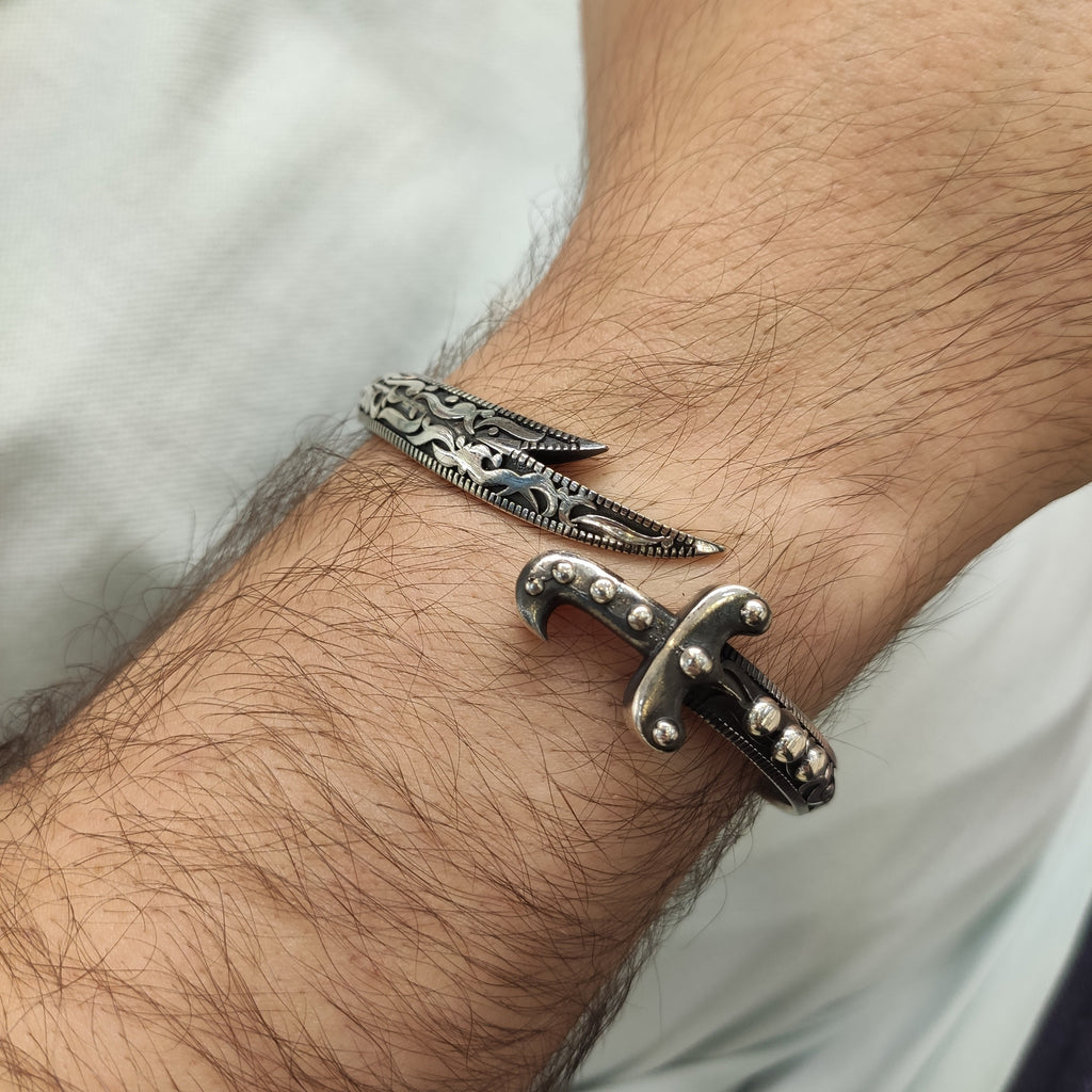 Sword Bracelet: Sterling Silver Handmade - Warrior Cuff Design