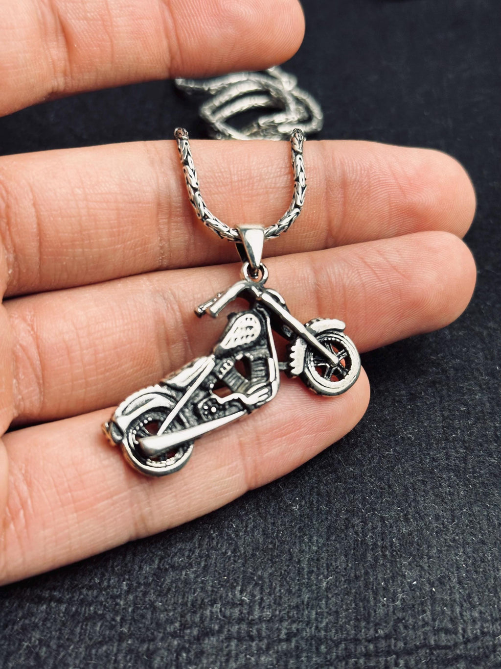 Motorcycle Necklace: Sterling Silver Infinity Pendant - Biker Jewelry