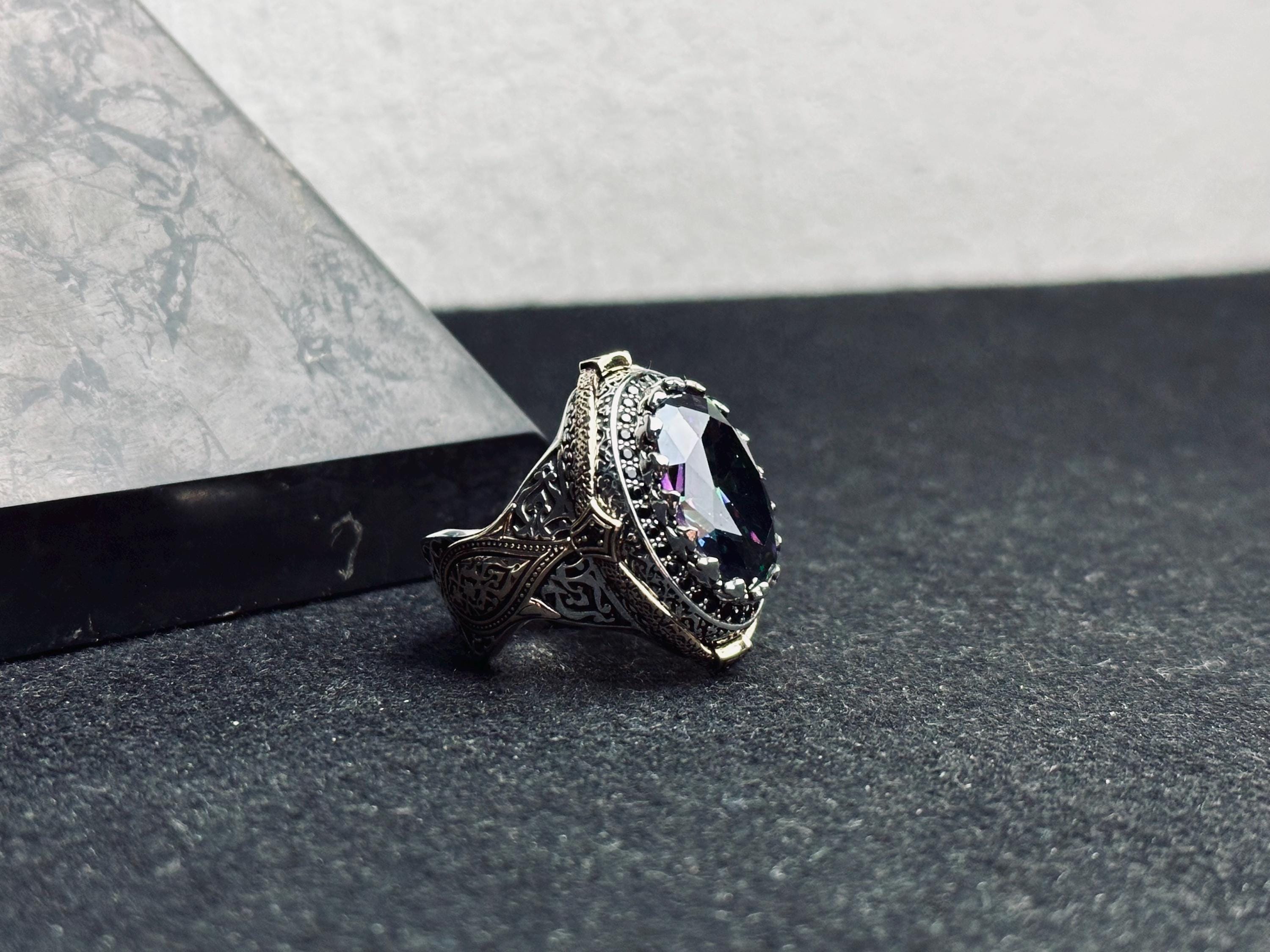 Sterling Silver Mystic Topaz Ring - Handmade Statement Piece