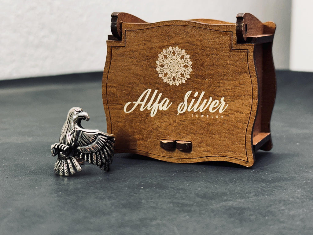 Eagle Statement Ring: Oxidized Sterling Silver (Adjustable)
