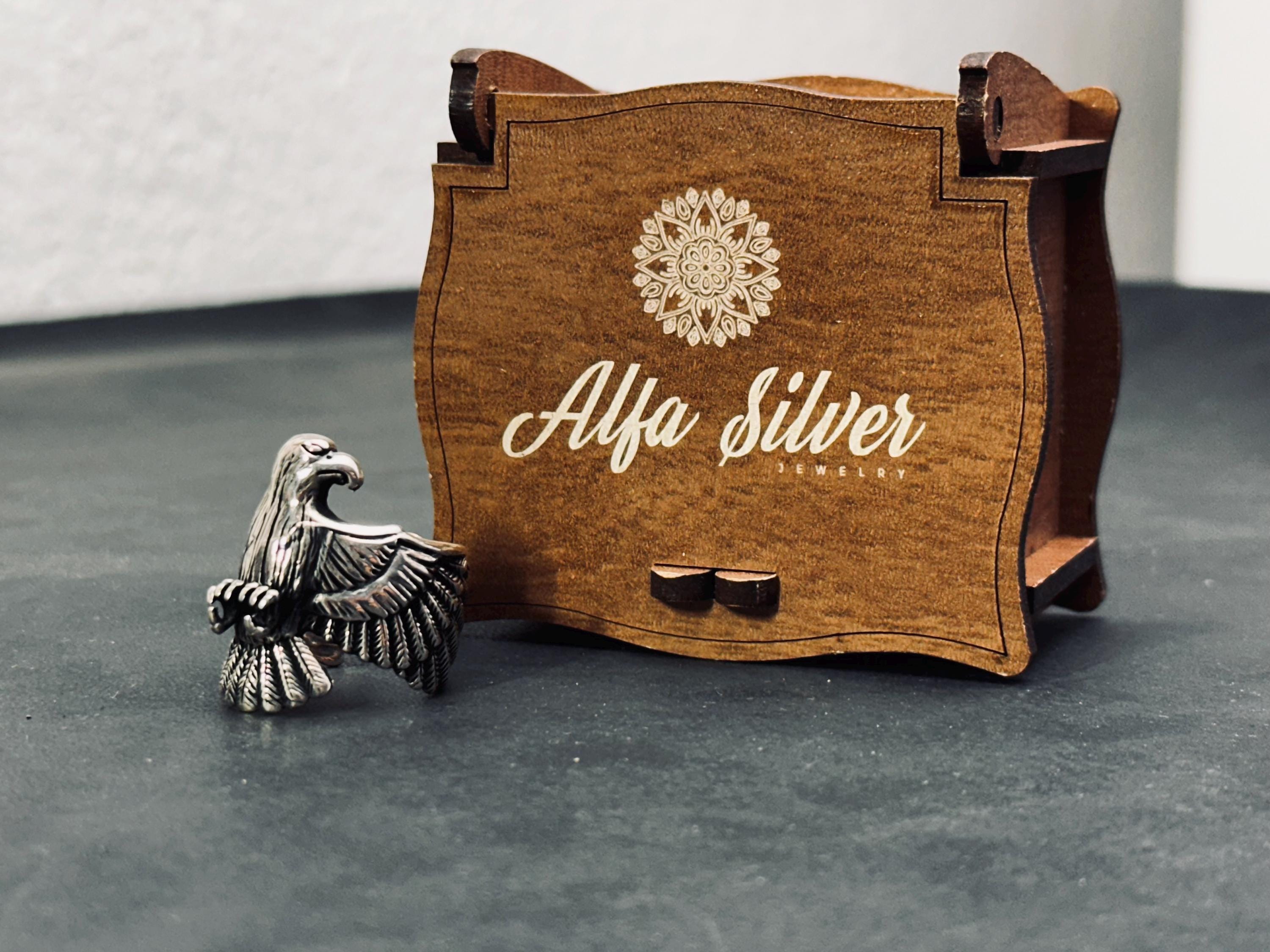 Eagle Statement Ring: Oxidized Sterling Silver (Adjustable)