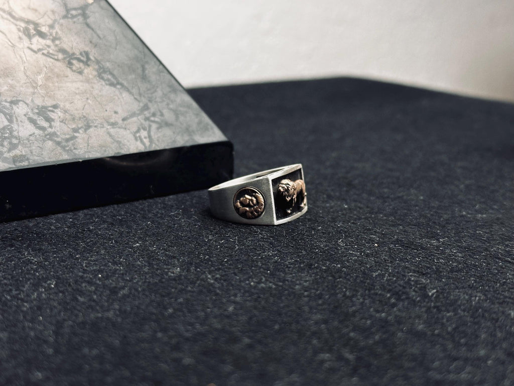 Sterling Silver Lion Ring - Men's Bold Zodiac Design