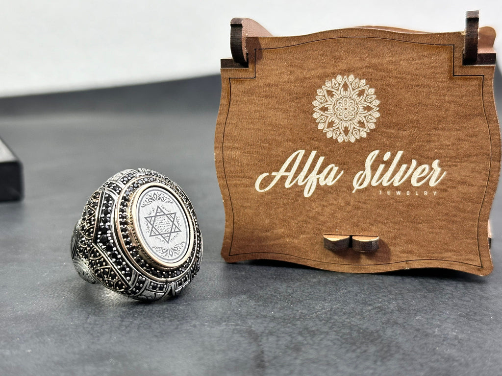 Sterling Silver Seal of Solomon Ring - Handmade Men's Statement Jewelry