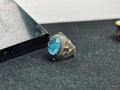 Aquamarine Oval Ring - Handmade Sterling Silver, Turkish Design