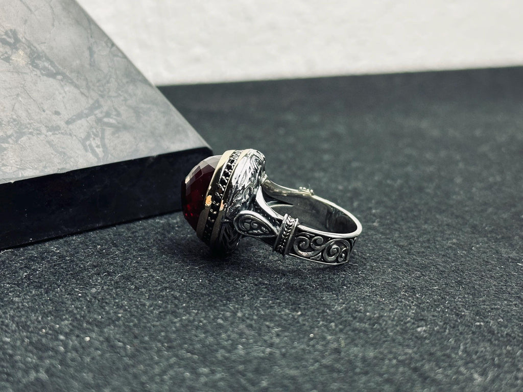 Sterling Silver Ruby Ring: Handmade Minimalist Design - Unisex
