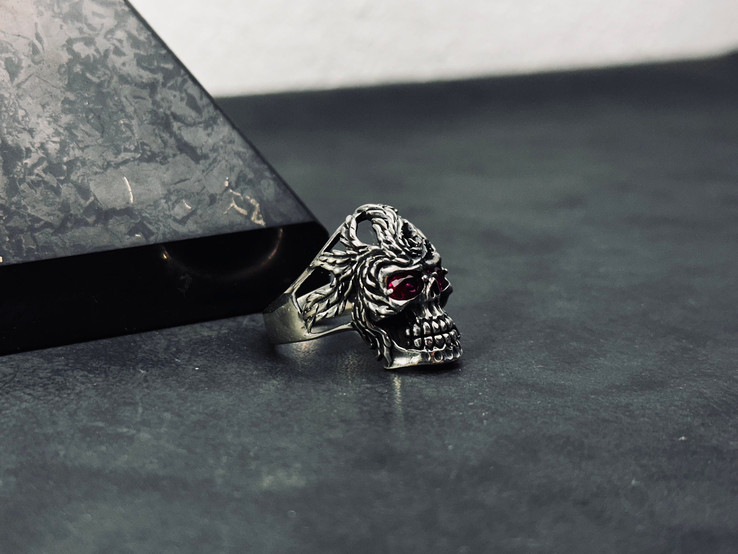 Skull Ring: Chunky Sterling Silver - Handmade Gothic Style