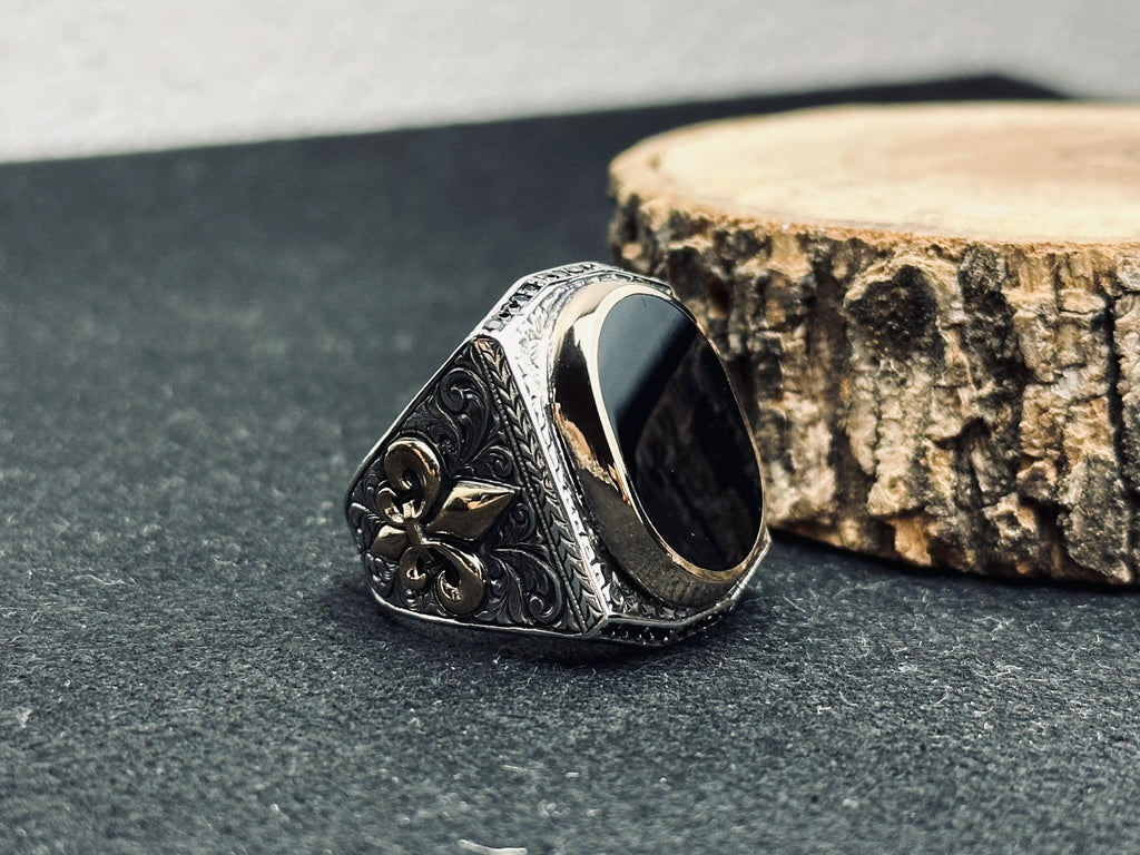Black Onyx Statement Ring - Sterling Silver, Oval, Handmade
