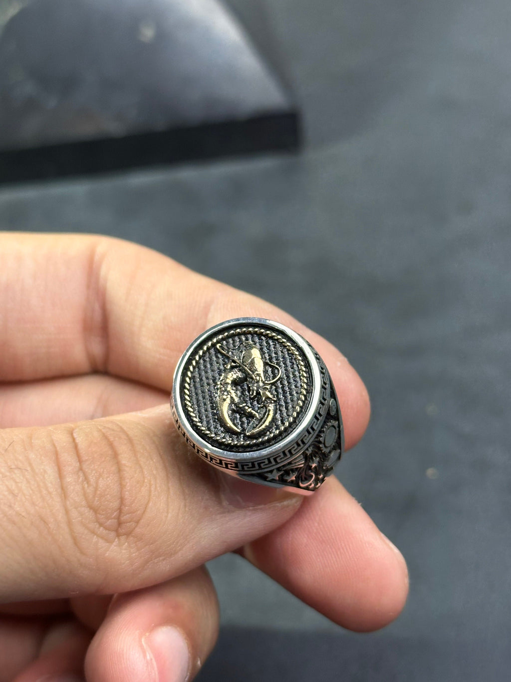 Cancer Zodiac Ring - Dainty Sterling Silver Astrology Band