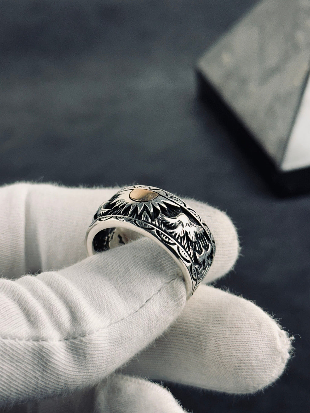 Celestial Sterling Silver Sun Signet Ring (Dainty Sunrise Band)