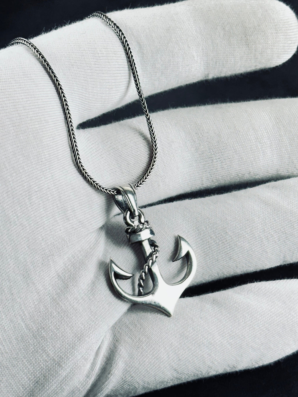 Nautical Silver Necklace, Anchor Pendant (Adjustable Chain Length)
