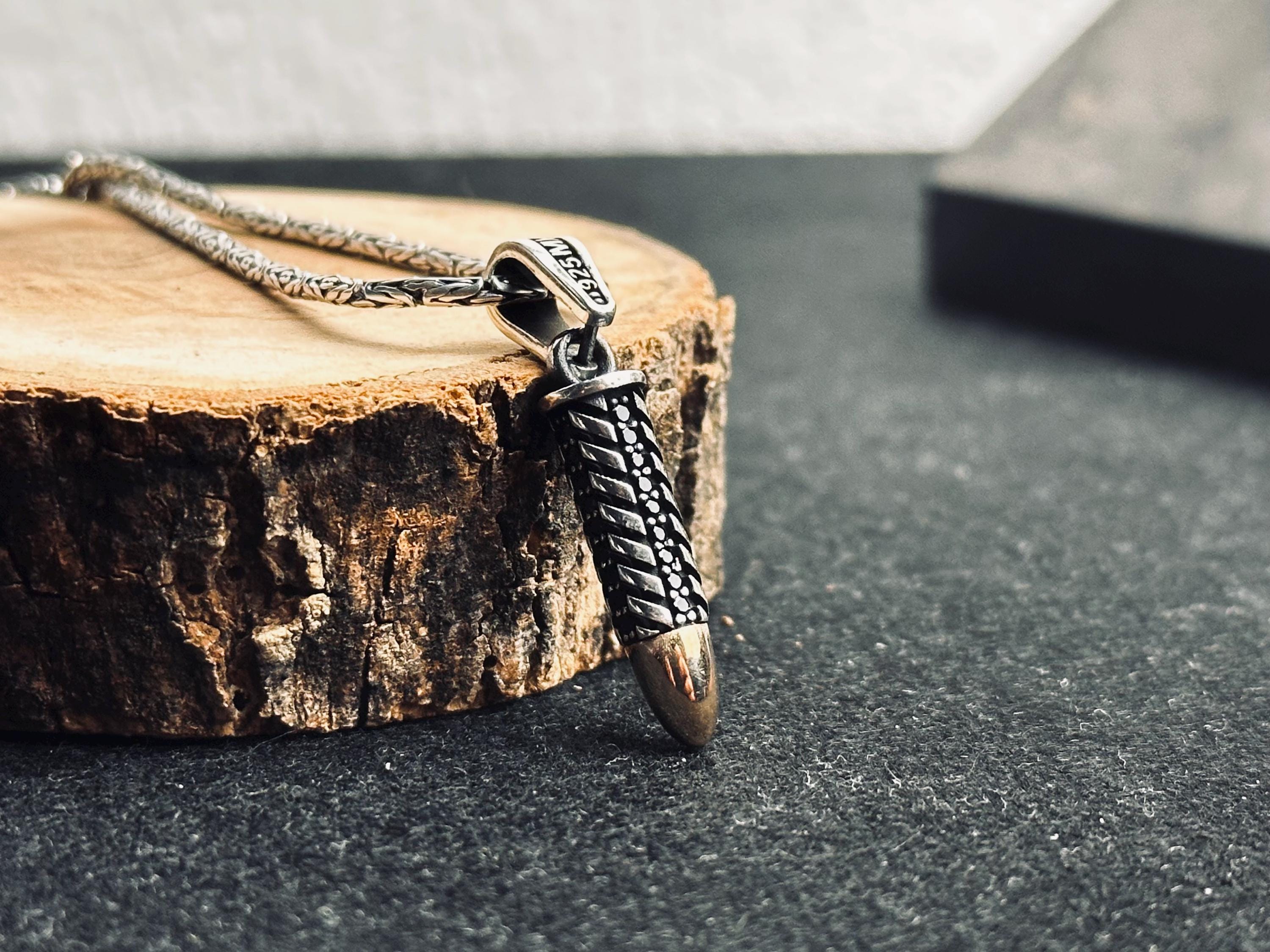 Bullet Pendant Necklace: Sleek Silver Design - Handmade Jewelry