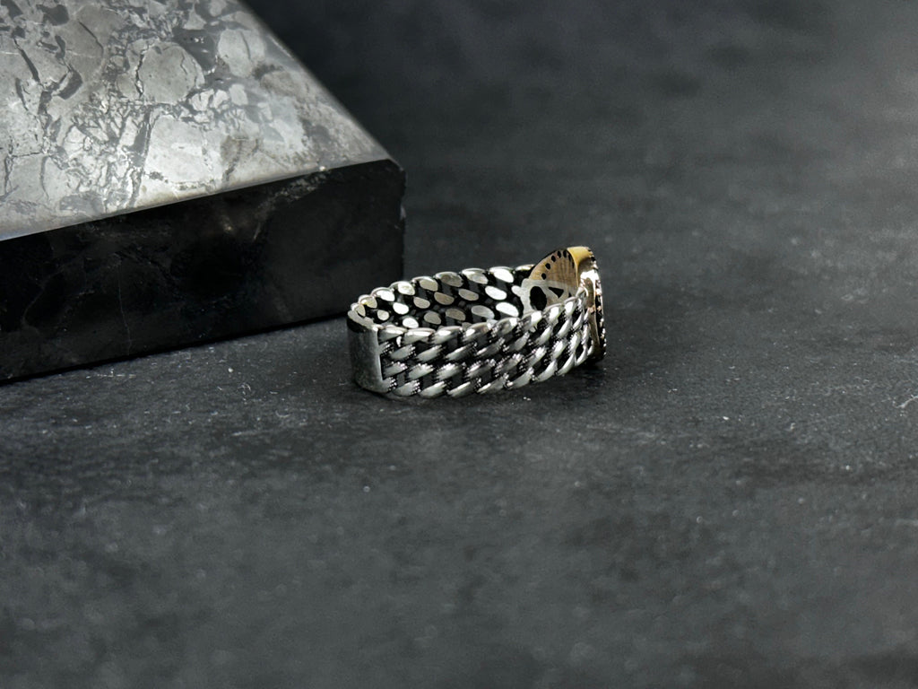 Solomon Seal Ring: Sterling Silver Minimalist - Adjustable Statement