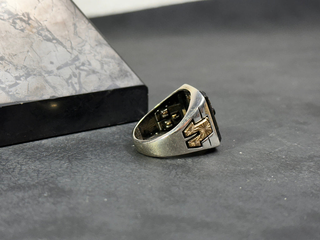 Sunrise Sterling Silver Ring: Square Statement Design (Handmade for Men)