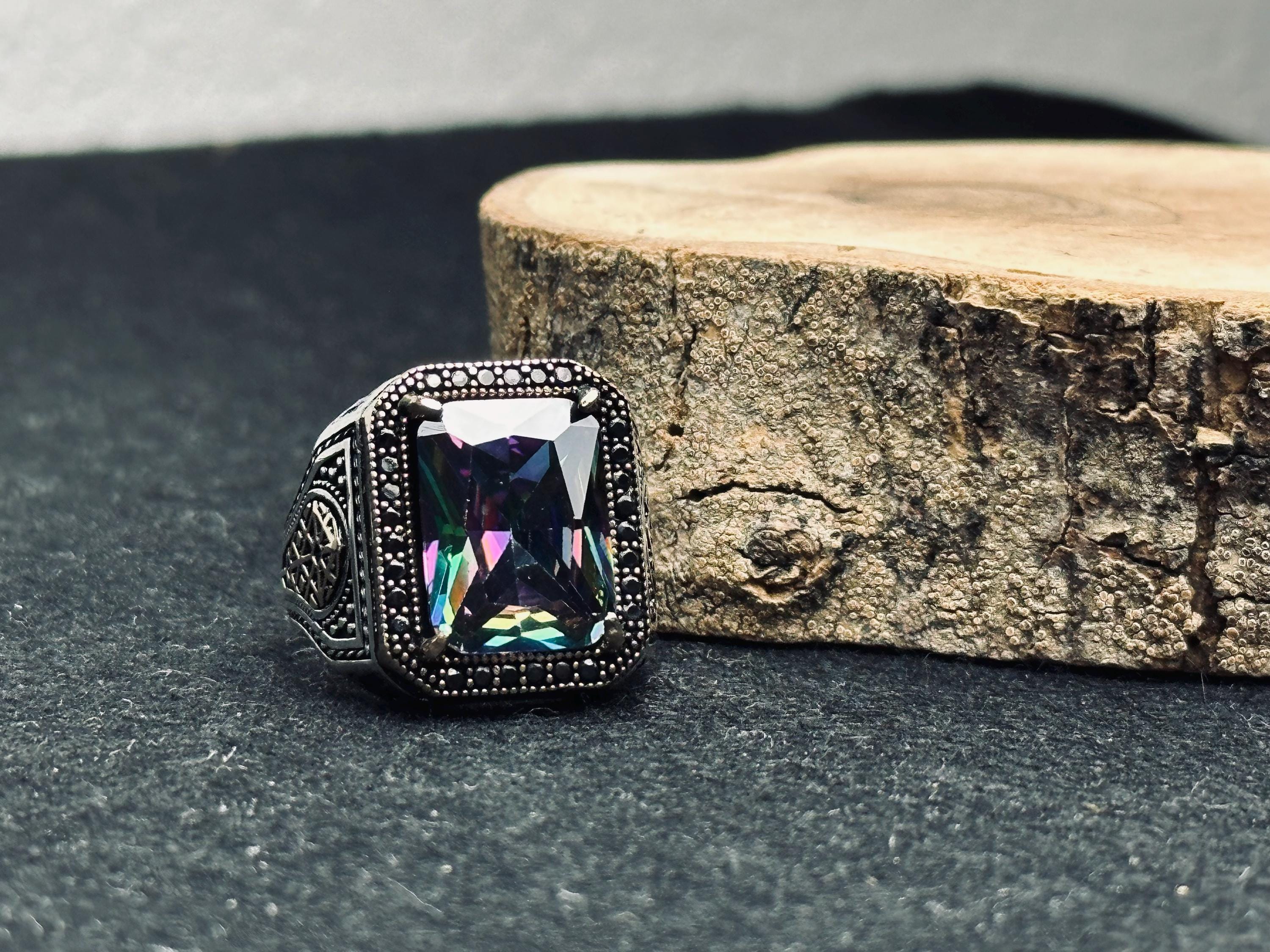 Sterling Silver Ring: Mystic Topaz Stone - Vintage Boho Jewelry