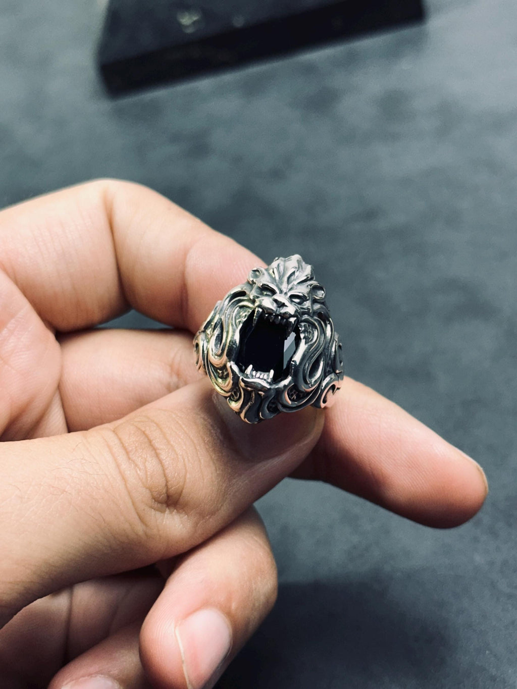 Lion Head Ring: Sterling Silver Animal Jewelry (Handmade, Men's)