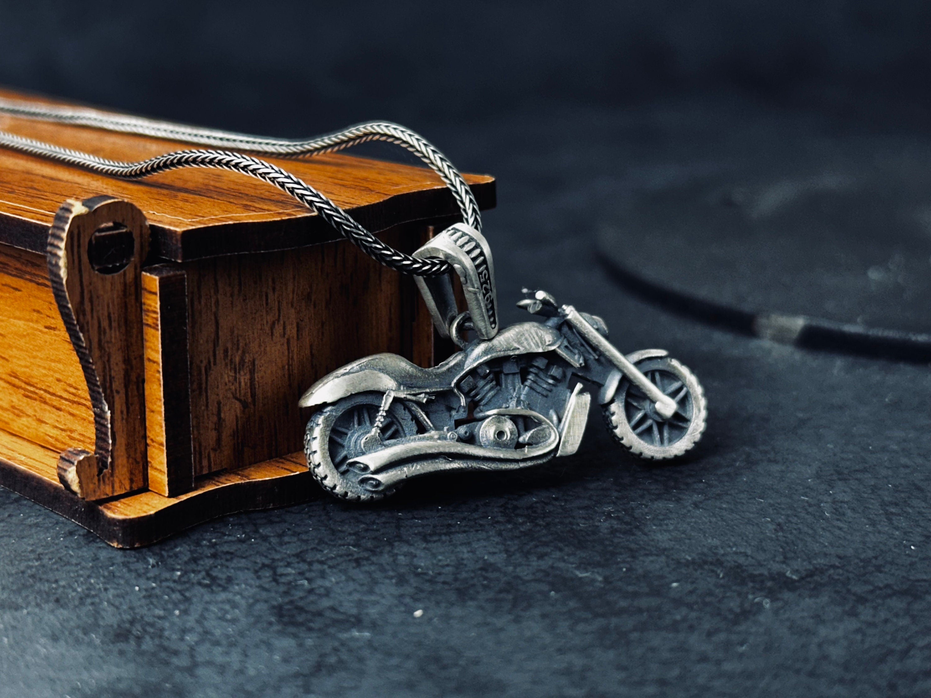 Ghost Rider Necklace: Silver Motorcycle Pendant (Multiple Chain Lengths)