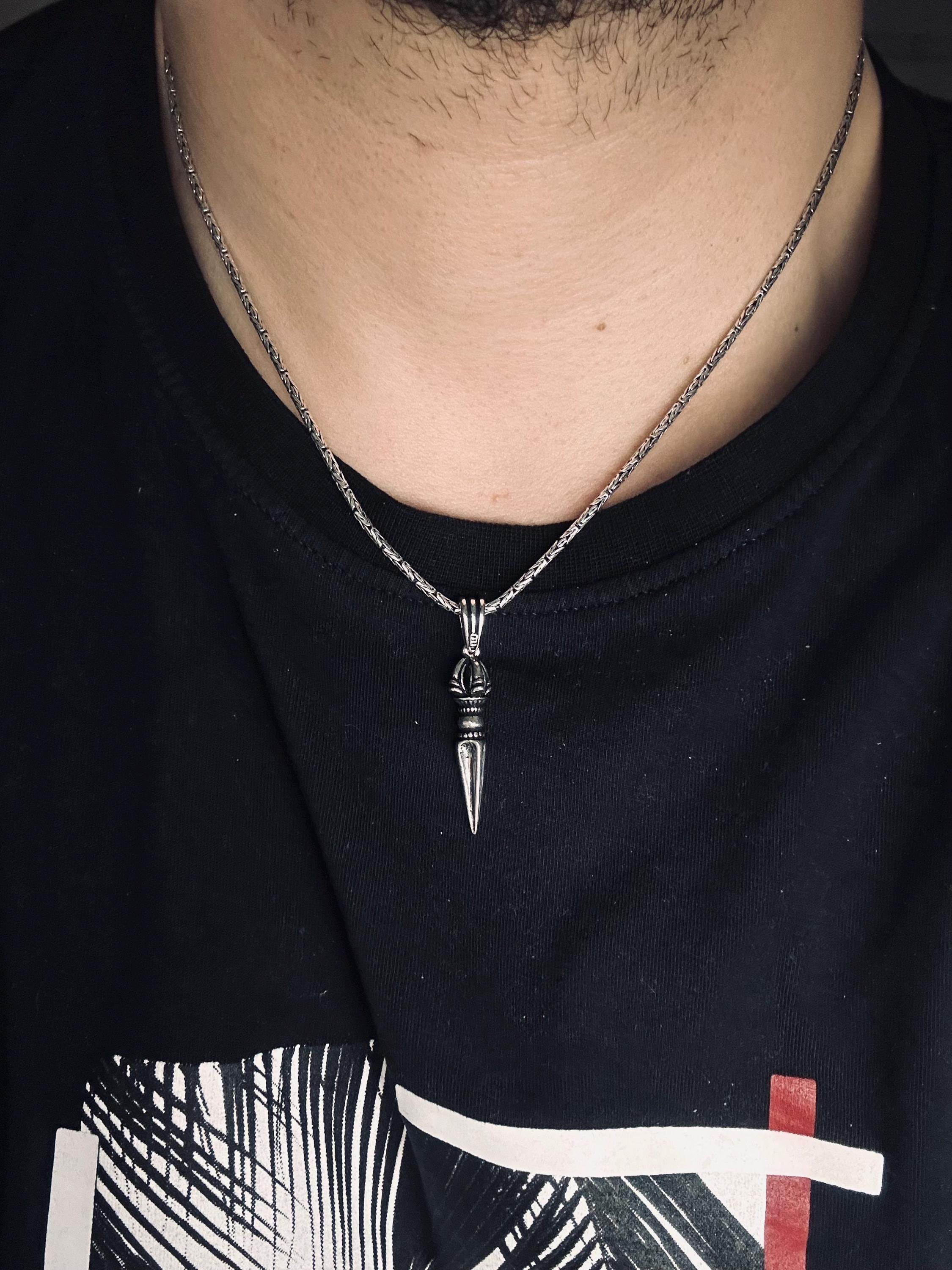 Dainty Silver Sword Necklace - Gothic Dagger Pendant Unisex