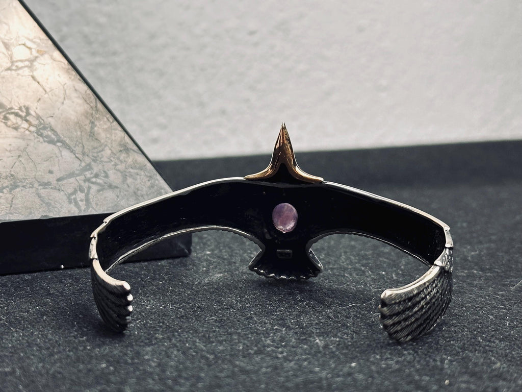 Eagle Amethyst Bracelet: Sterling Silver Cuff (Adjustable, Handmade)