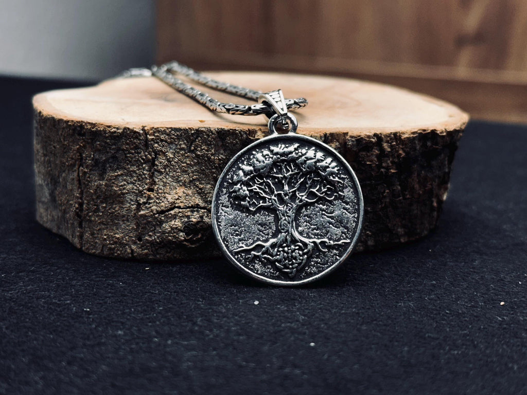 Yggdrasil Silver Necklace: Handmade Viking Tree of Life Pendant