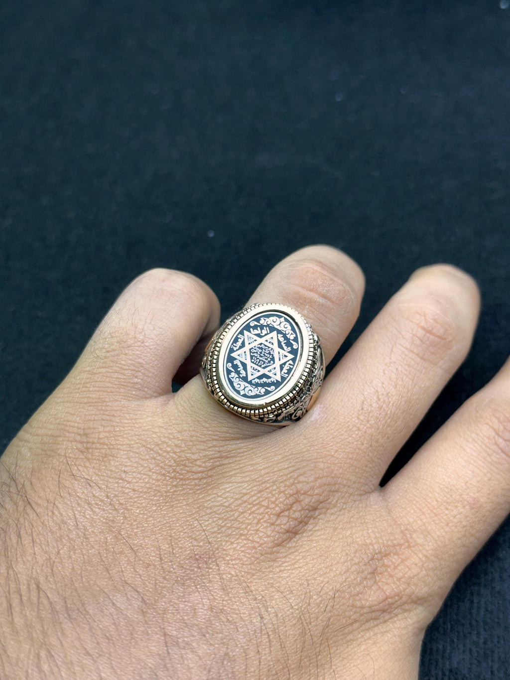 Solomon Seal Ring: Handmade Oxidized Sterling Silver