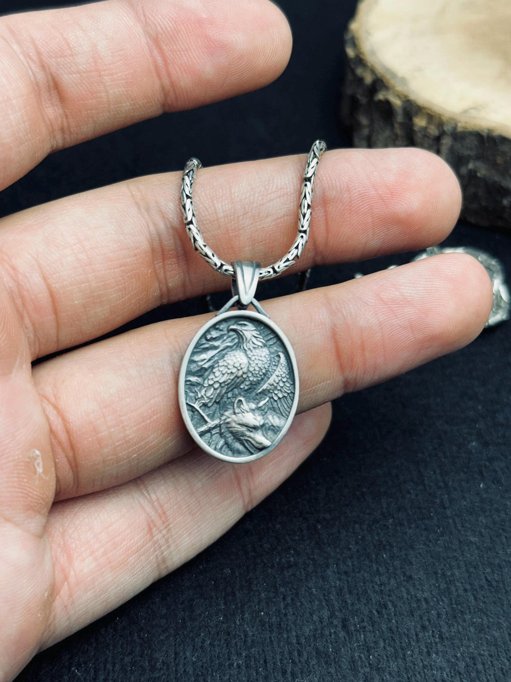Bald Eagle Pendant Necklace: Sterling Silver - Handmade Soaring Bird