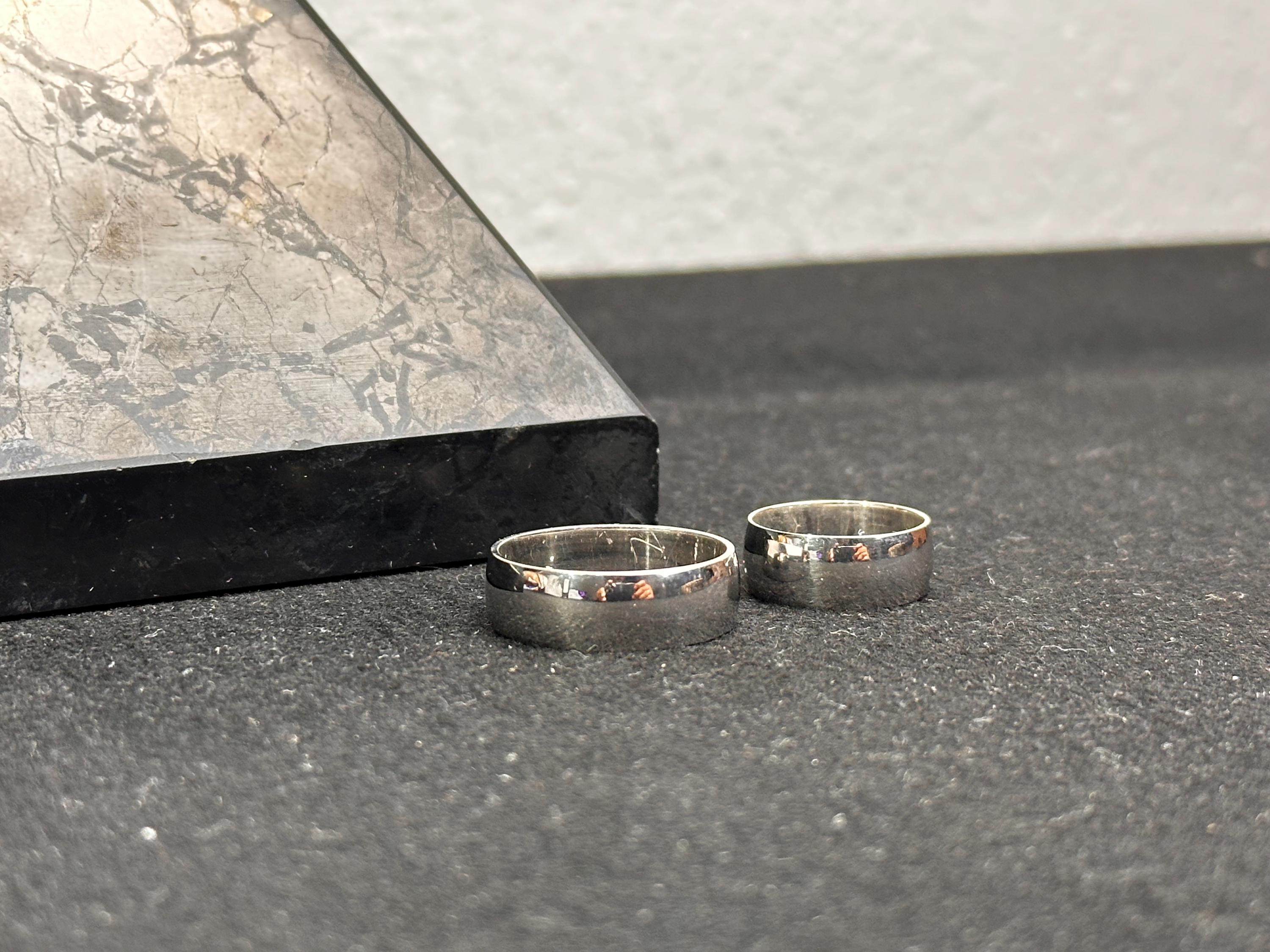 Sterling Silver Couple Ring Set - Personalized Wedding Bands