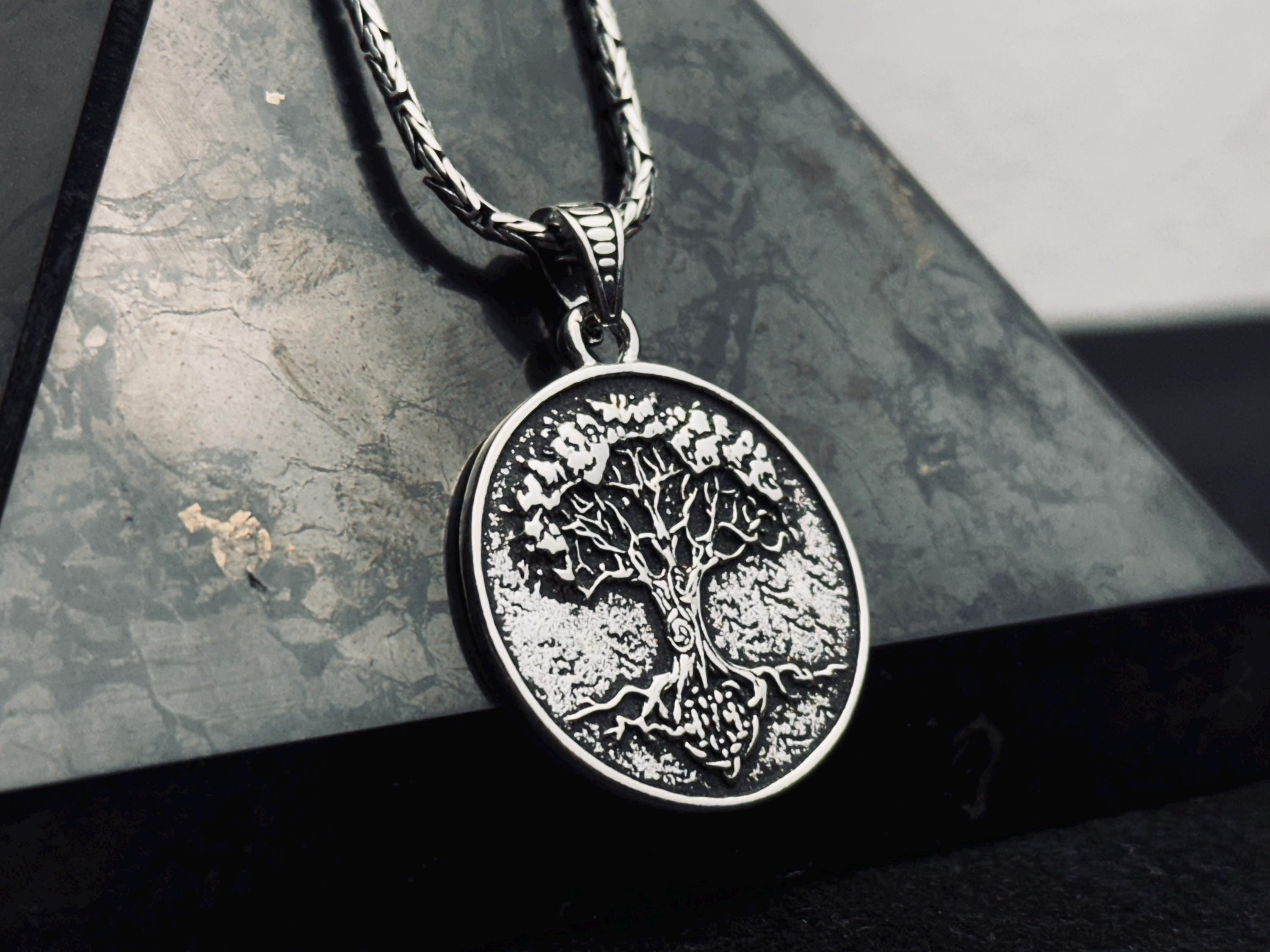Yggdrasil Silver Necklace: Handmade Viking Tree of Life Pendant
