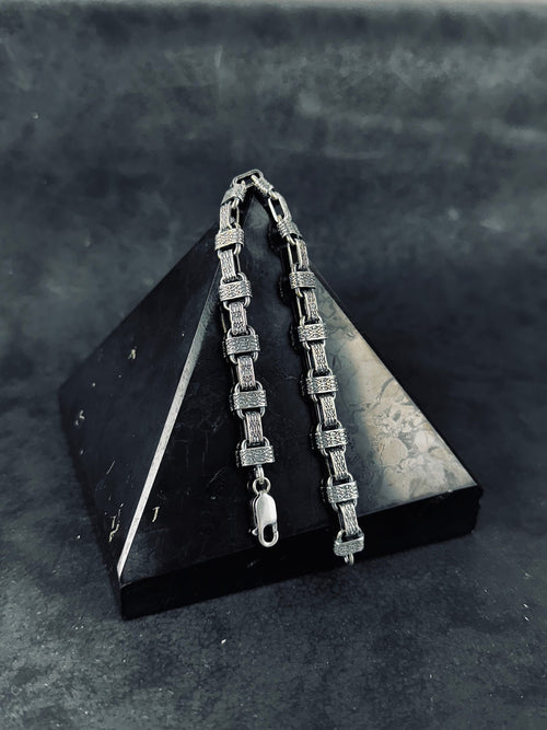 Chain Bracelet: Silver Ring Motif - 925 Sterling Handmade