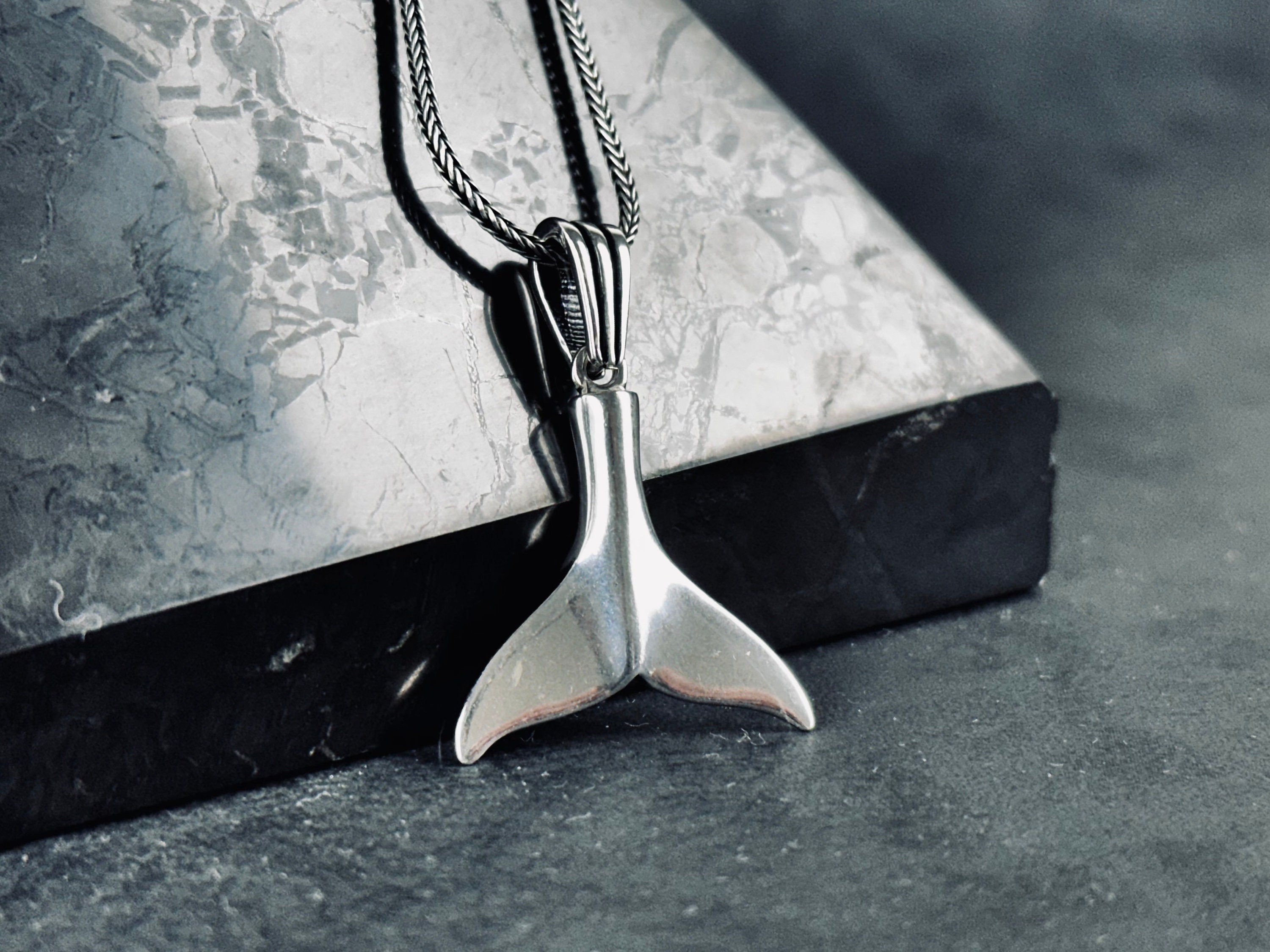 Ocean-Inspired Silver Whale Tail Necklace - Delicate Pendant