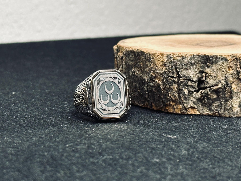 Statement Men's Ring: Turkish Crescent Design (925 Sterling Silver)