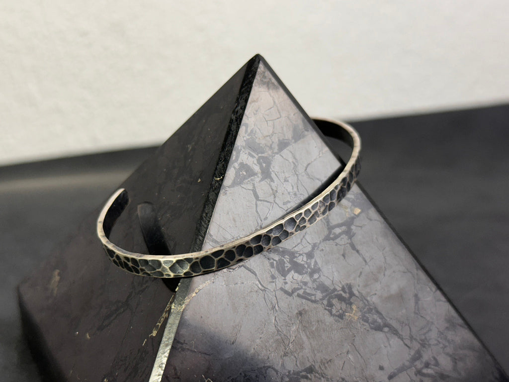 Hand Engraved Silver Cuff: Minimalist Design (Adjustable, Sterling)
