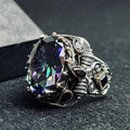Men's Sterling Silver Ring: Mystic Topaz & Zircon Accents (Handmade)