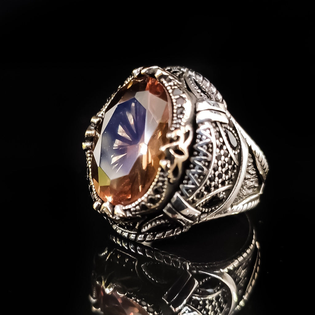 Sterling Silver Sultanite Ring, Handmade Color-Changing Gemstone (Men's Size)