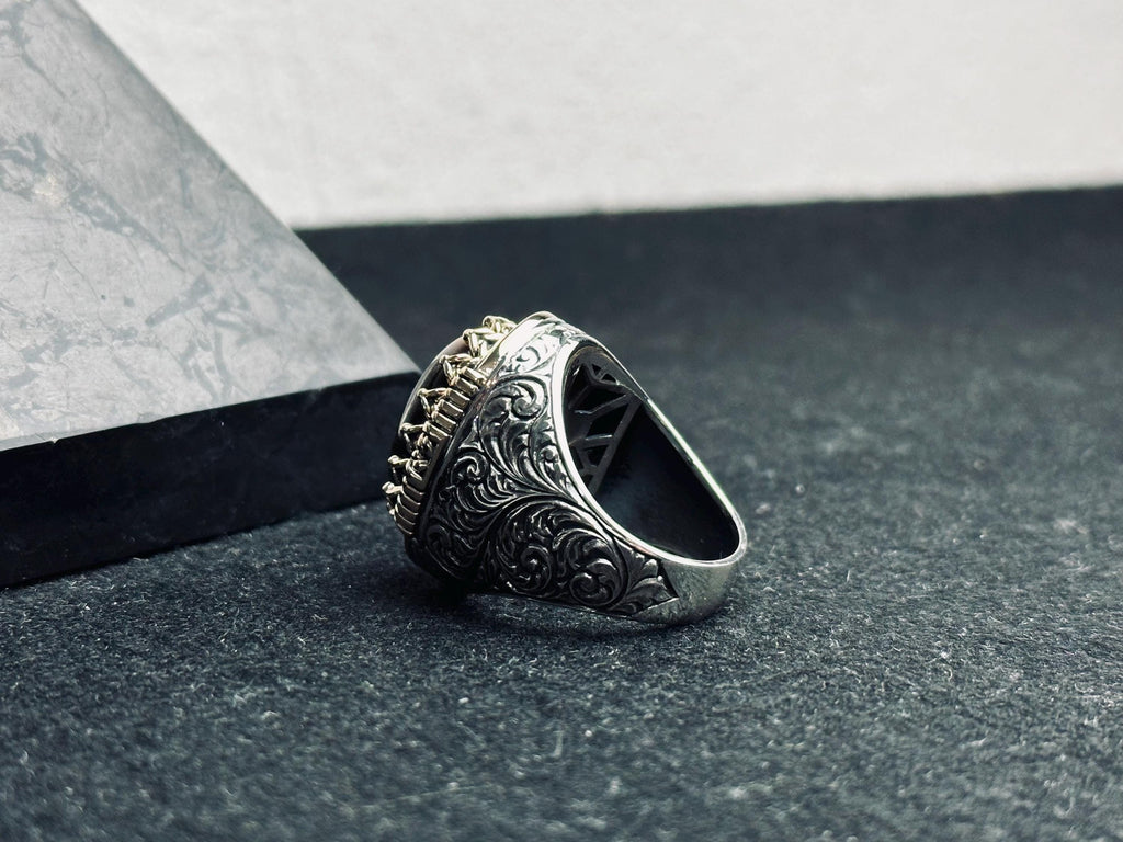 Tiger's Eye Ring for Men: Handmade Sterling Silver Statement Jewelry