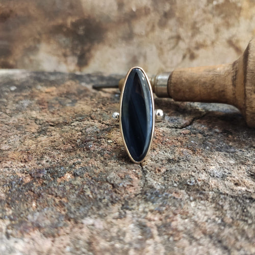 Elegant Black Woman Sterling Silver Ring With Nacre Stone Handmade Jewellery Luxury