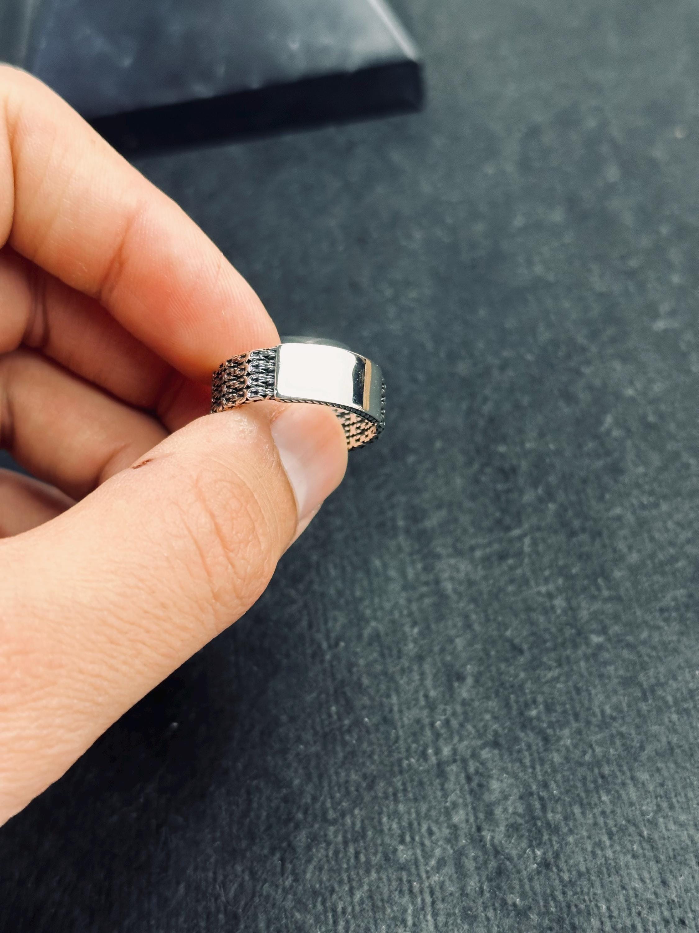 Personalized Sterling Silver Ring: Minimalist Band with Custom Engraving