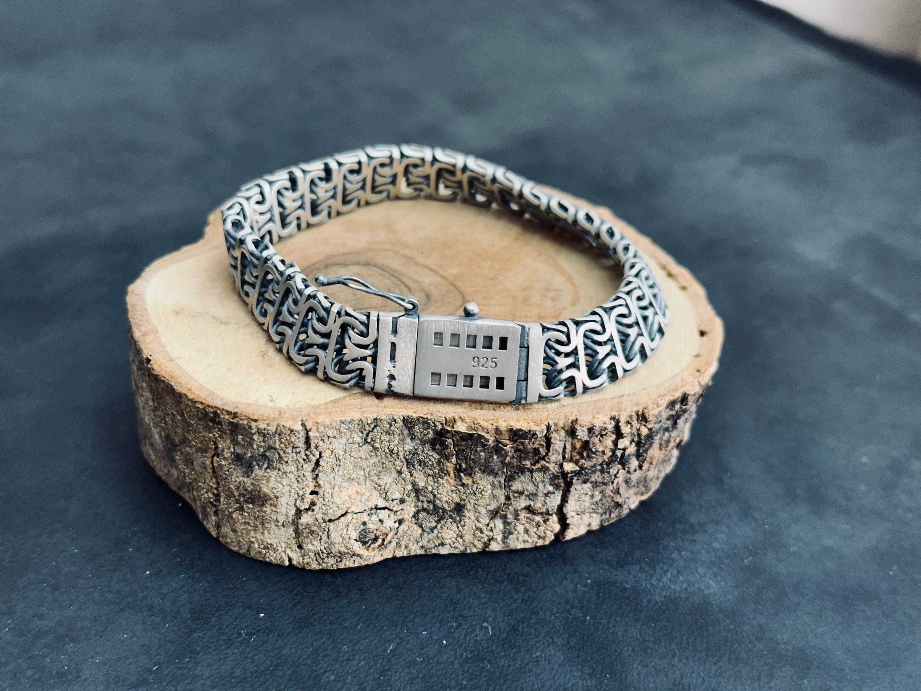 Viking Sterling Silver Bracelet - Bold Franco Link Chain for Men